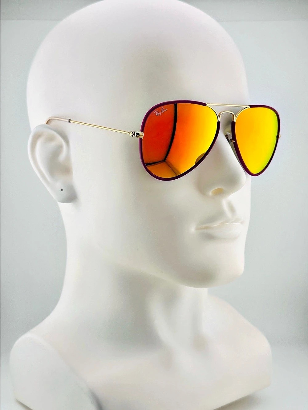 Ray-Ban Aviator Sunglasses RB3025 Full Color Legend burgundy Frame Orange Lenses